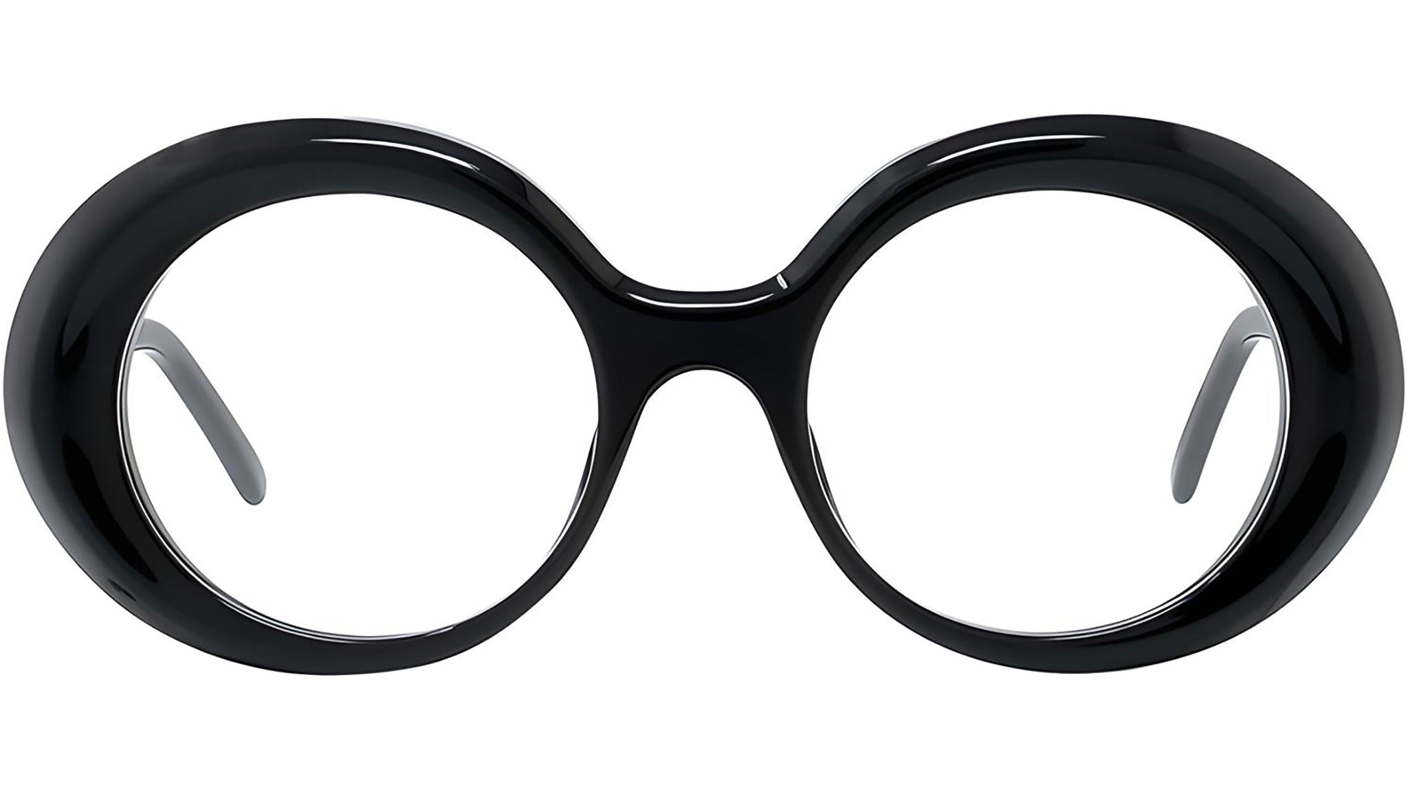 Curvy Black Round Eyeglasses